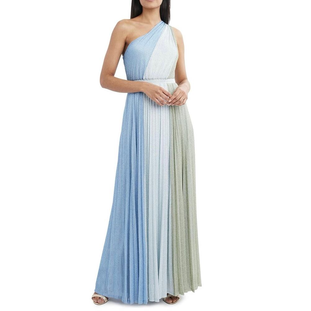 BCBGMAXAZRIA Women's One Shoulder Multi Color Gown Dress size Small Prom Formal